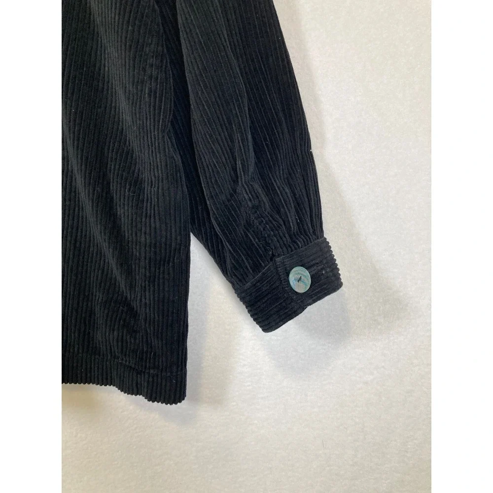 Dark‎ Academia Woman Within Womens 1X Black Corduroy Button Front Shacket Jacket